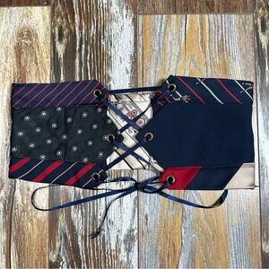 Navy and Red Lace-Up Women's Belt